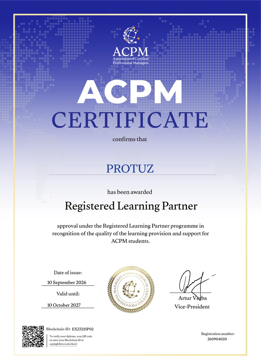 ACPM certificate: PROTUZ — Registered Learning Partner